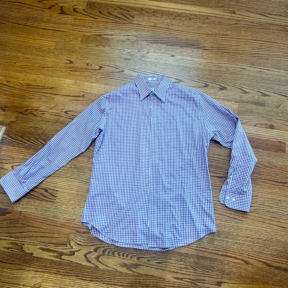 Peter Millar Men's Blue Checkered Shirt